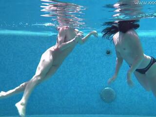 Delightful marvelous hotties Cruz and Jessica swim naked together