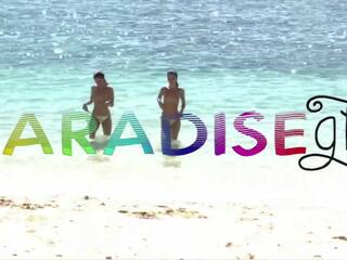Paradise Gfs - Nude twins giving white buddy head on the beach - part two