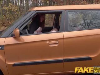 Fake Driving School terrific British Redhead Lenina Crowne xxx film in a Car