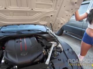 Roadside - Busty babe Rides Her Mechanic's Big peter