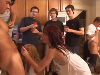 Captivating College Girls launch an Orgy at a Frat House Party