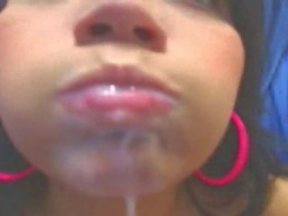 Stupendous Webcam Latina Squirting and Eating Milky Cum (pt. 2)
