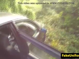 Real brit sucking fake coppers putz in car