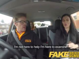 Fake Driving School readhead teen and busty MILF creampie