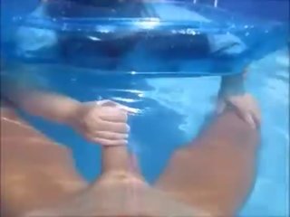 Nasty Wife Give Husband Handjob In Pool Underwater & launch Him Cum Underwater