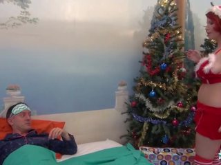 La Cochonne - Redhead French cutie in Christmas suit gets cum on tits in tremendous fuck
